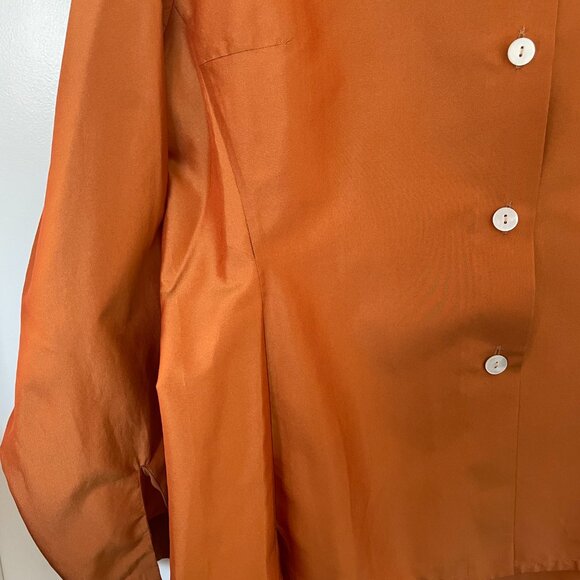 (Made in Italy) Vintage Tailored Brown Sheen Blouse - Picture 6 of 7